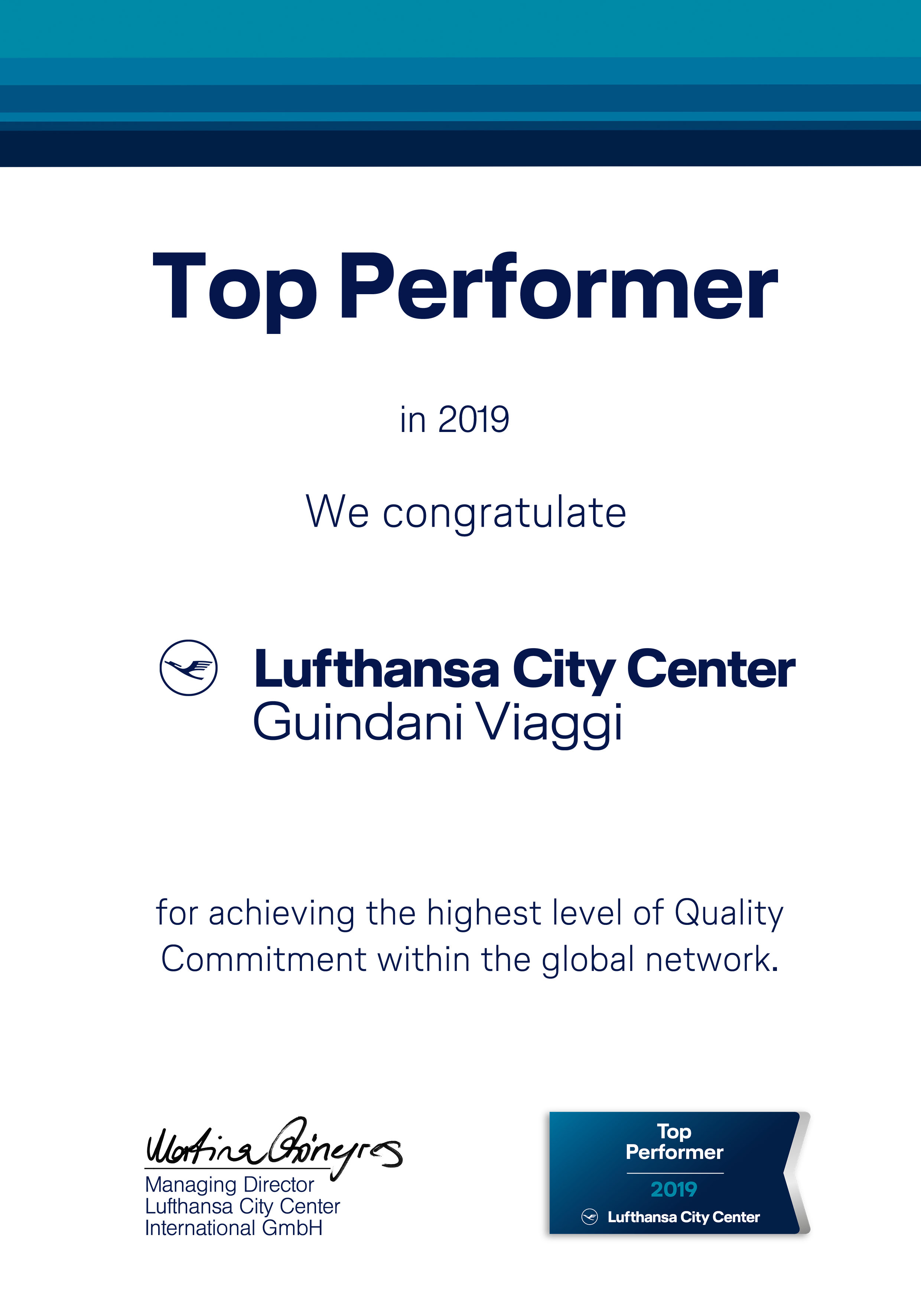 Top performer LCC - Guindani Viaggi